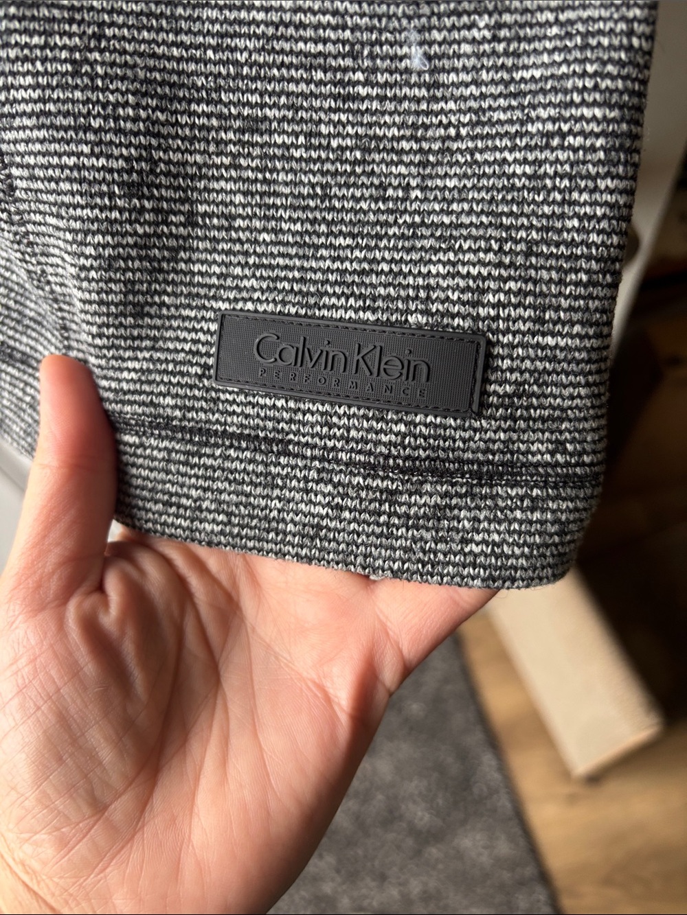 Calvin Klein Performance Heather Gray Zip-Up Hoodie with Gold Hardware - Picture 3 of 3